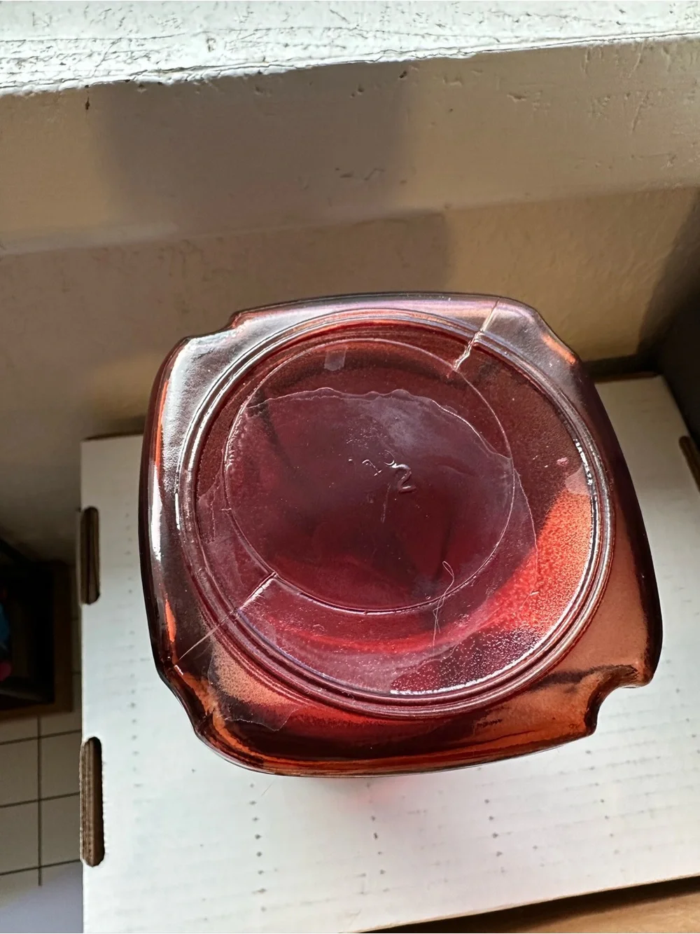 Cottagecore Home Decor Ruby Red Cranberry Gathering Vase. Flared Rim. Hourglass